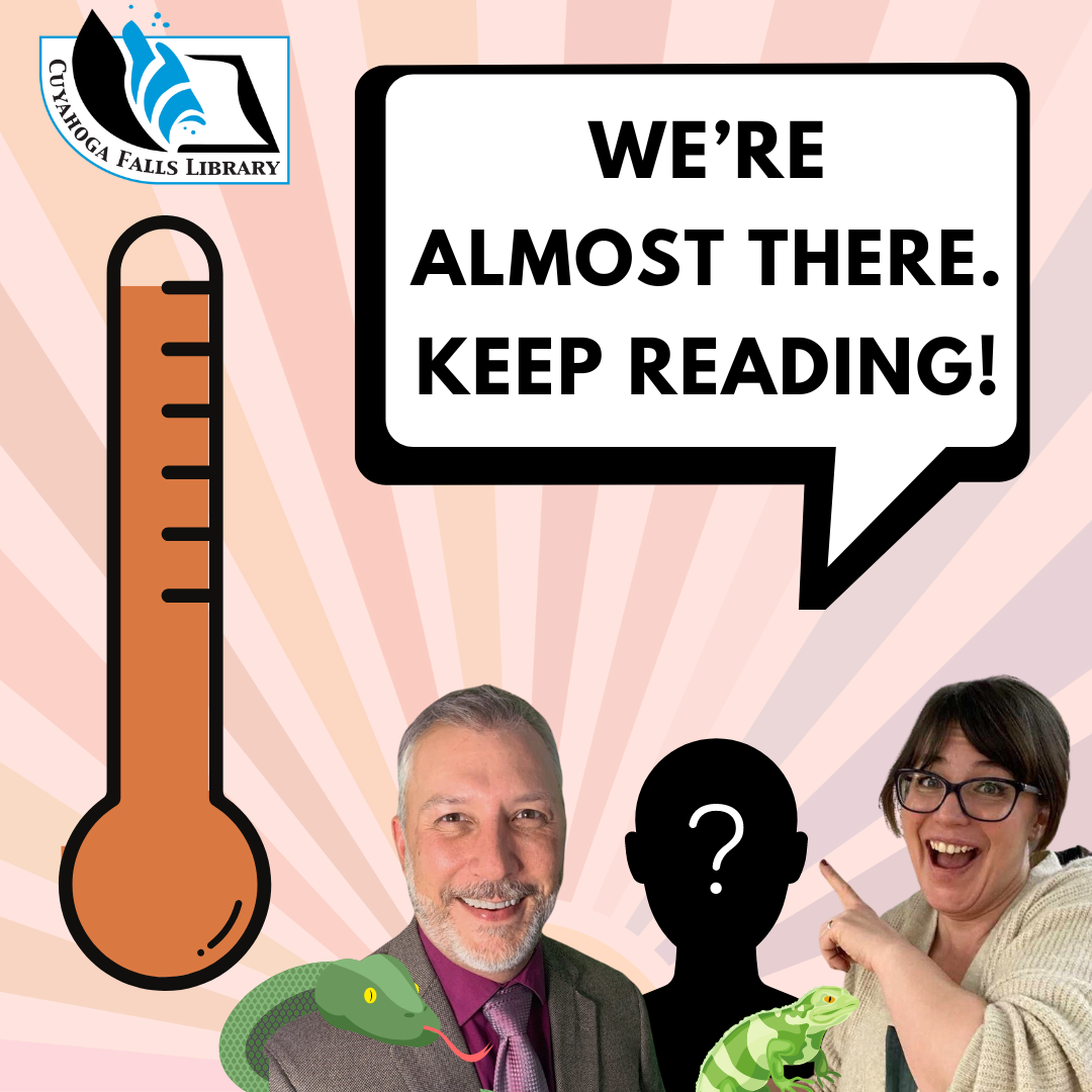 Nearly full thermometer. Text: We're almost there, keep reading!