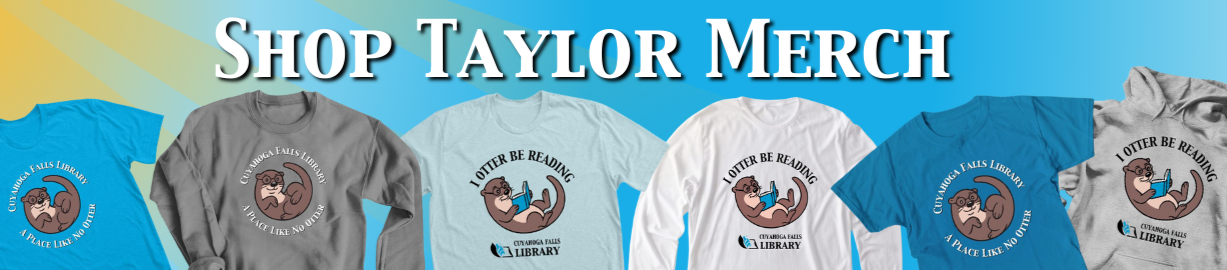 Shop Taylor Merch. Image of various shirt styles featuring Taylor the Otter