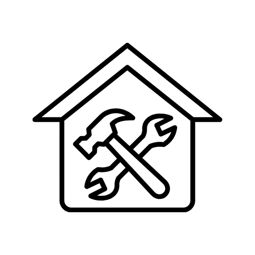 A house icon with a hammer and wrench icons inside it.
