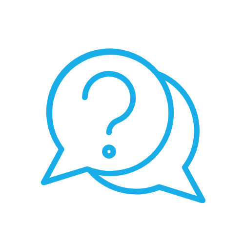 Icon with question mark inside of two chat bubbles.