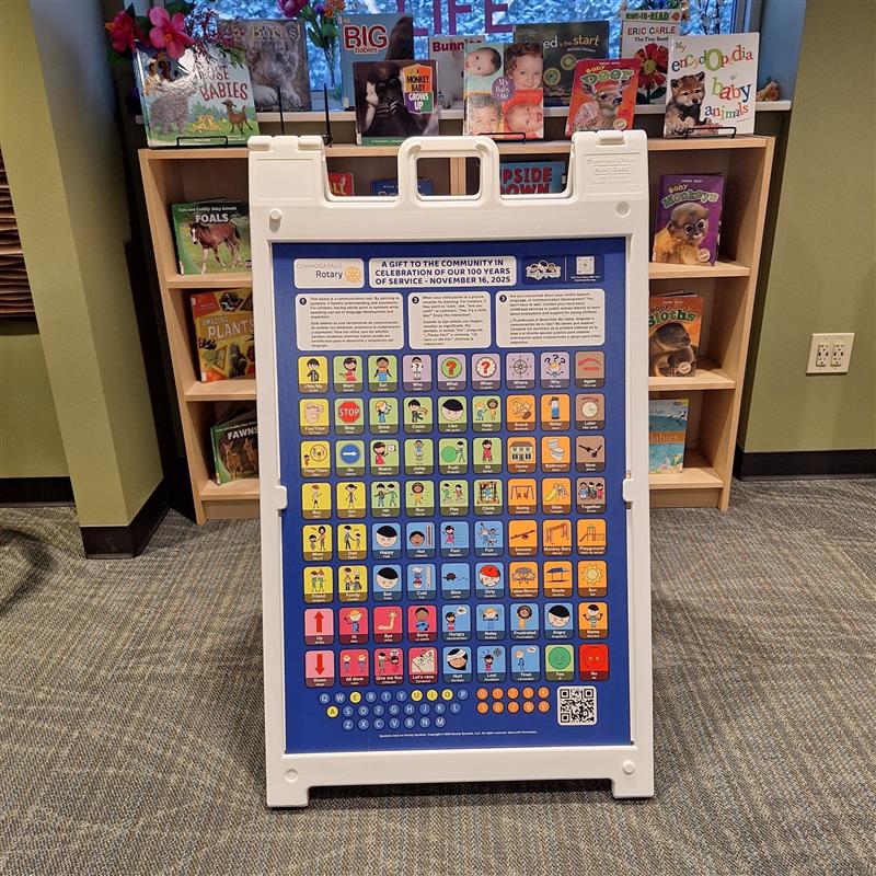 Communication board with picture icons of common requests.