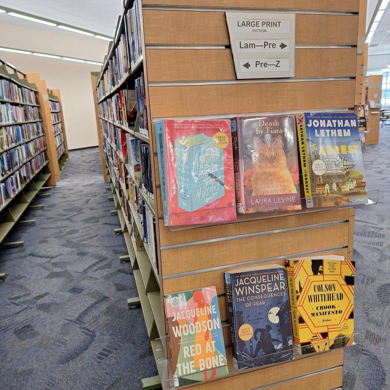 The large print shelf at Cuyahoga Falls Library