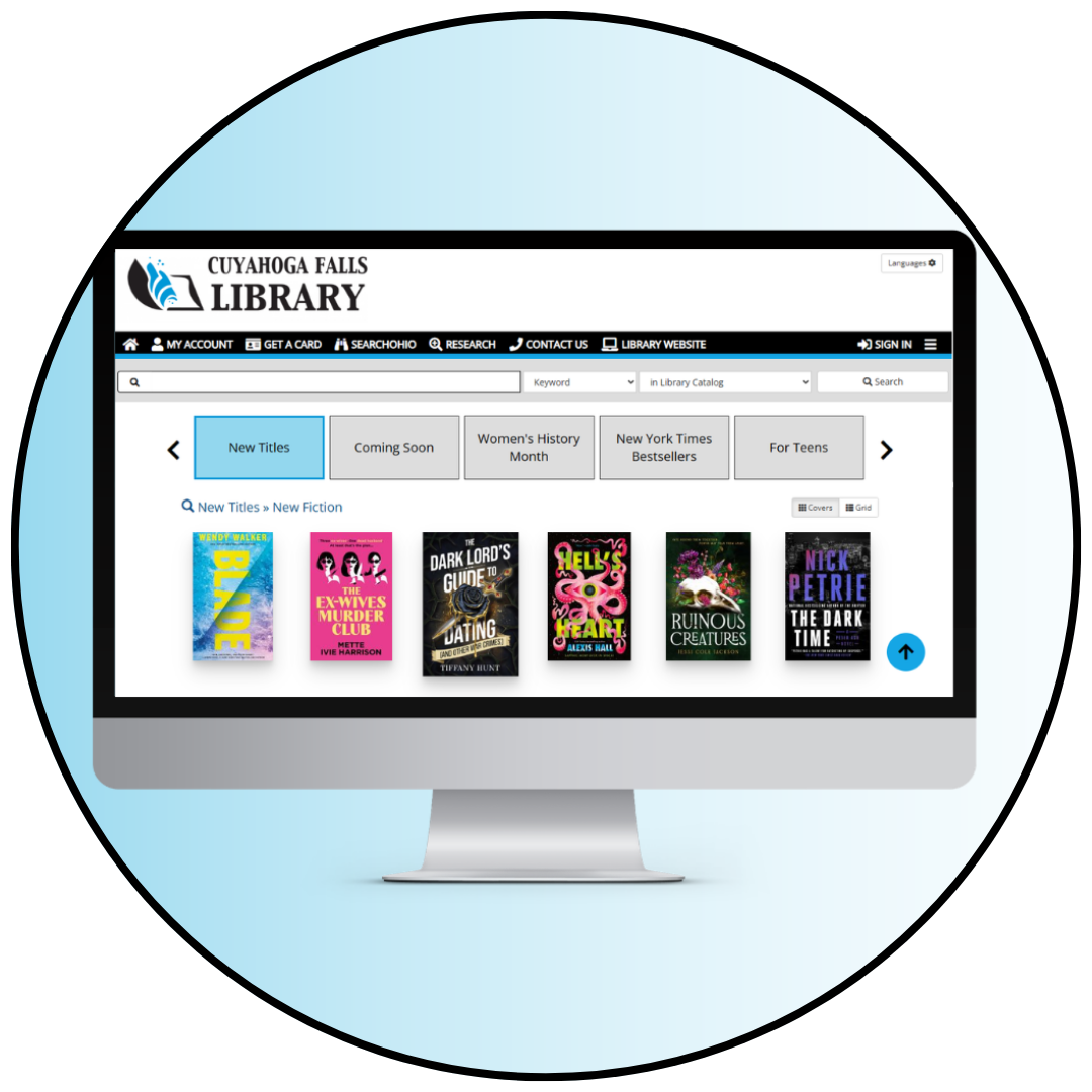 Screenshot of the library's catalog homepage