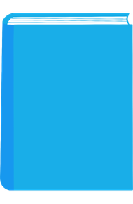 Graphic of a plain book with a blue cover