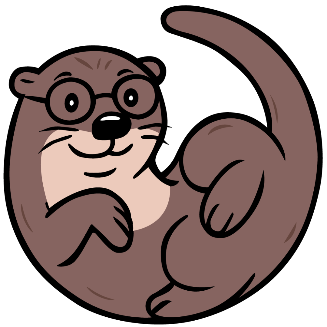 Taylor the River Otter mascot curled into a circle